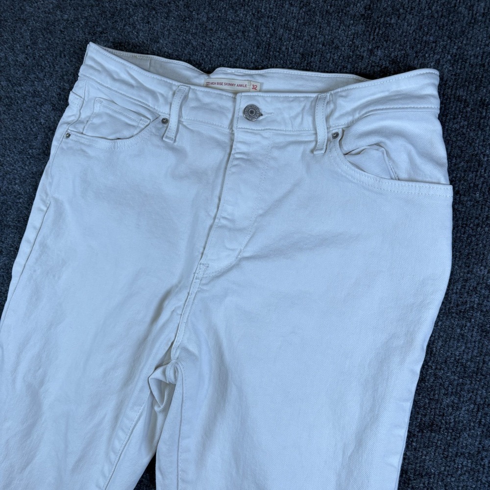 Levi Strauss & Co‎ 721 Skinny Ankle Jeans Womens 33x25.5 White Denim High Rise